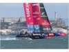 Team New Zealand at full speed in front of Alcatraz.