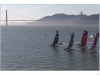The AC 45 fleet in front of the Golden Gate Bridge