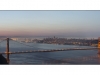 Panorama of the Golden Gate Bridge at sunrise