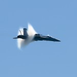 Vapor condensing over F/A-18E Super Hornet