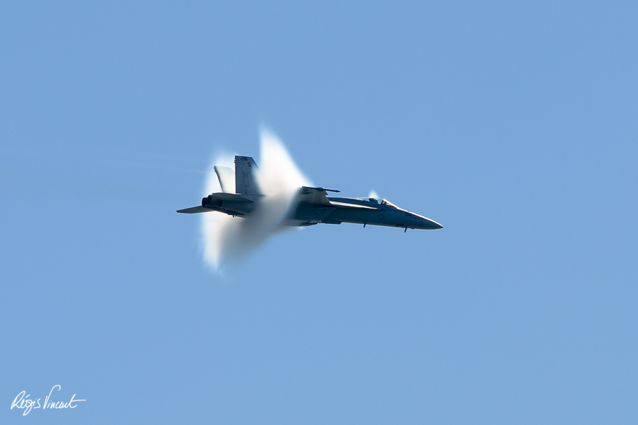 Fleet week 2012 Vapor condensing over F/A-18E Super Hornet